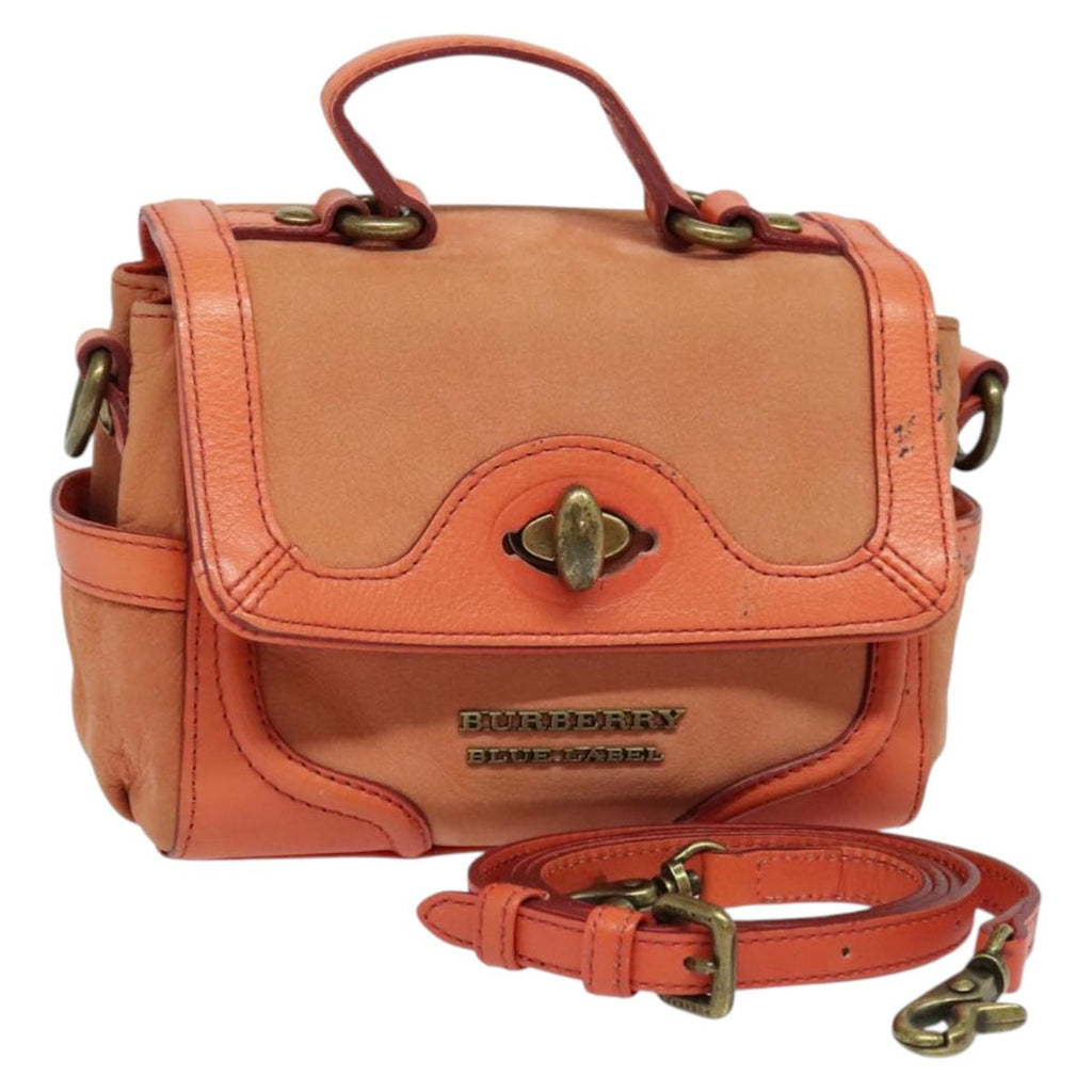 BURBERRY Blue Label Hand Bag Leather 2way Orange 131728