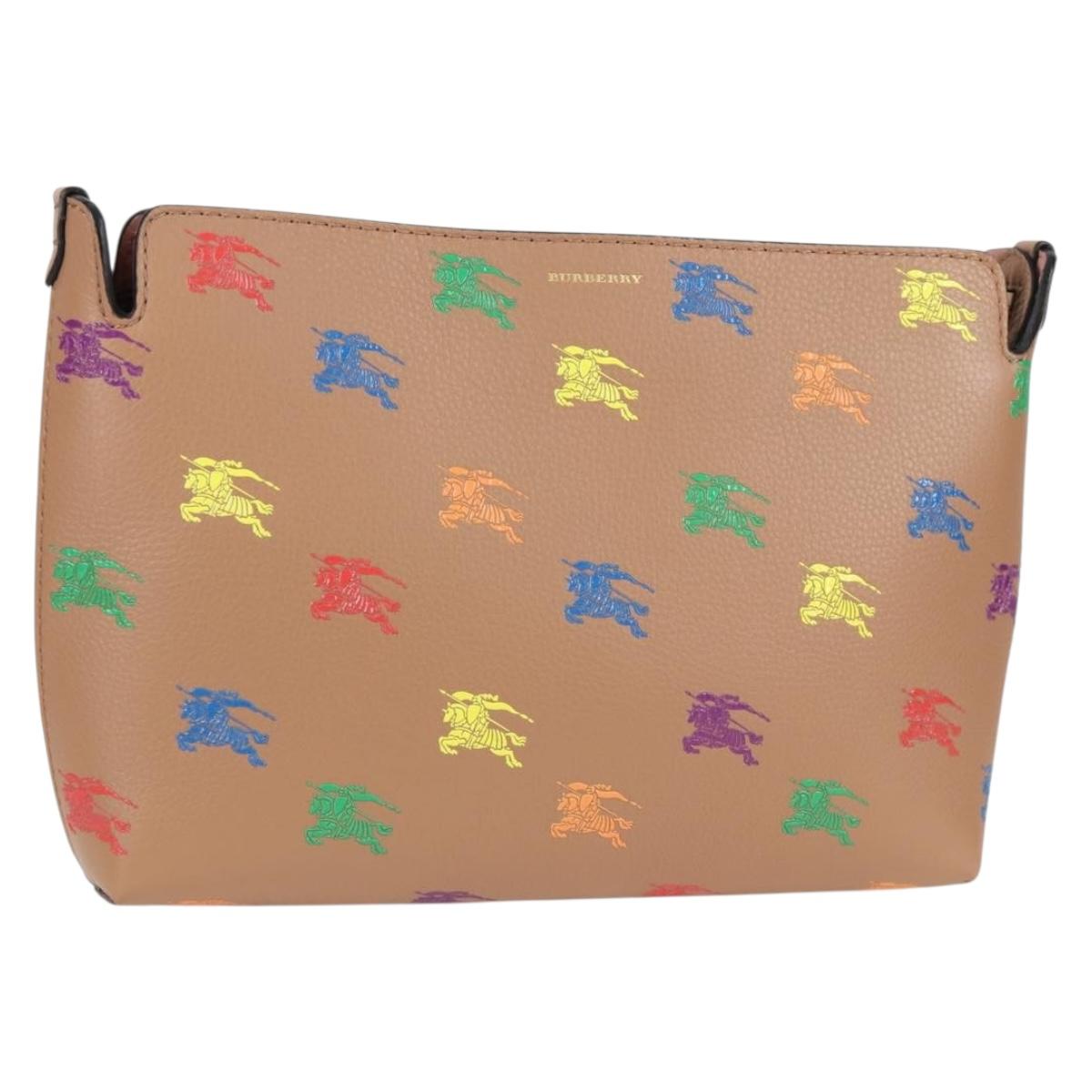 BURBERRY Clutch Bag Leather Brown Gold 131784M