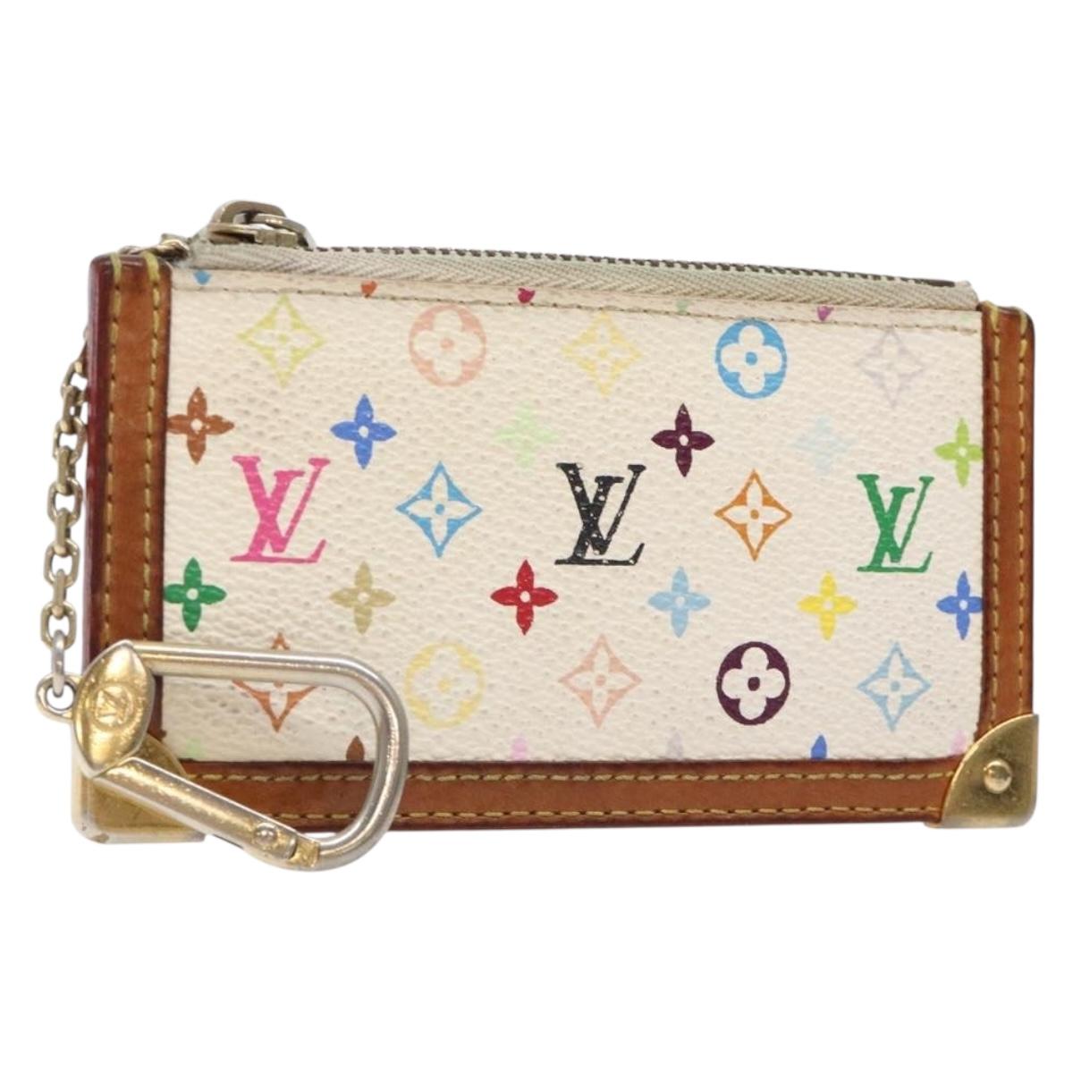 LOUIS VUITTON Multicolor Pochette Cles Coin Purse White M92655 LV 132772