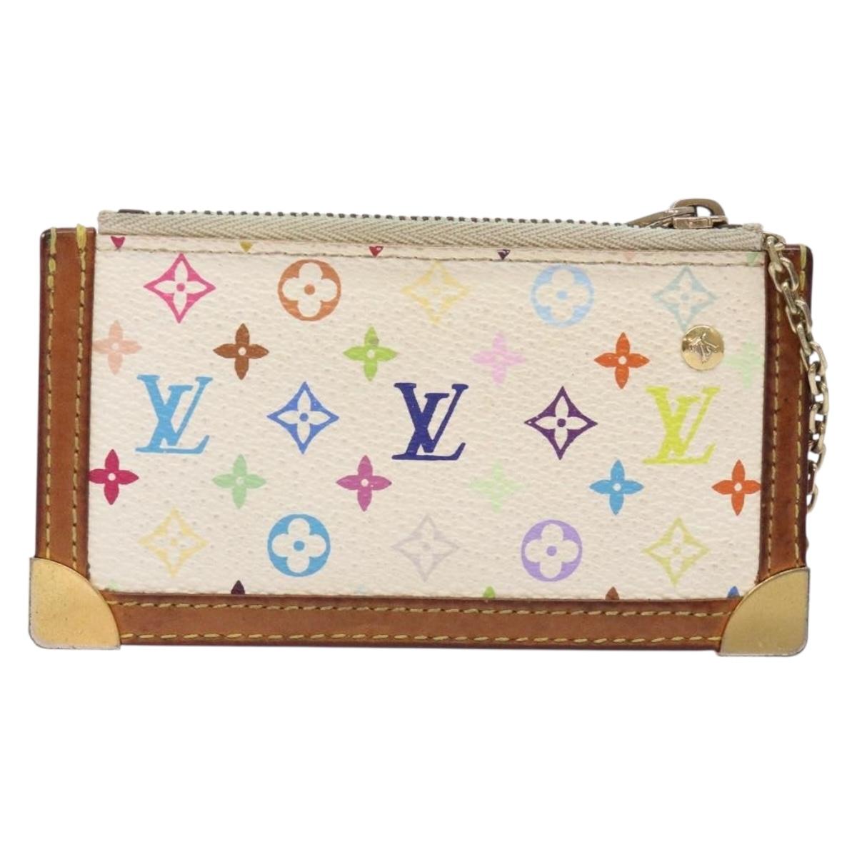 LOUIS VUITTON Multicolor Pochette Cles Coin Purse White M92655 LV 132772