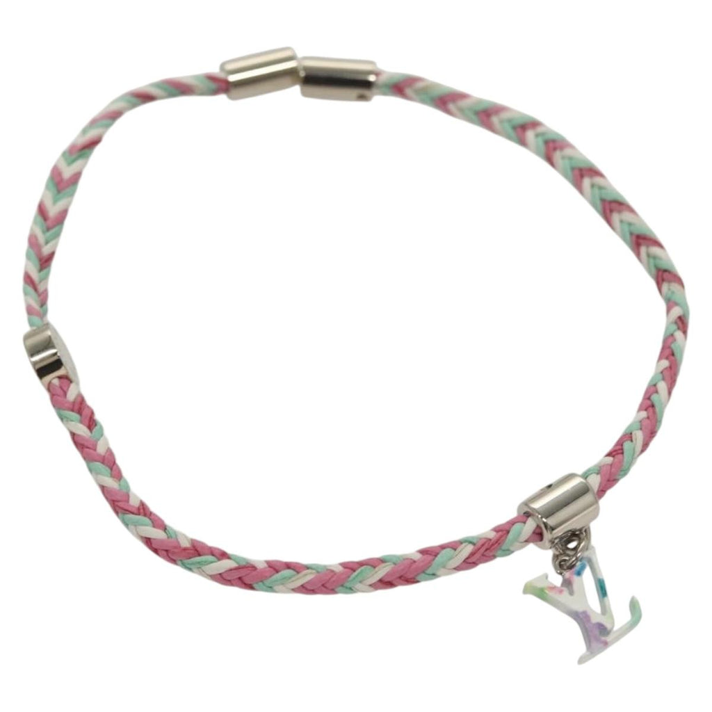 LOUIS VUITTON Brass Friend Ship Bracelet Leather Pink M6793E LV 132791M