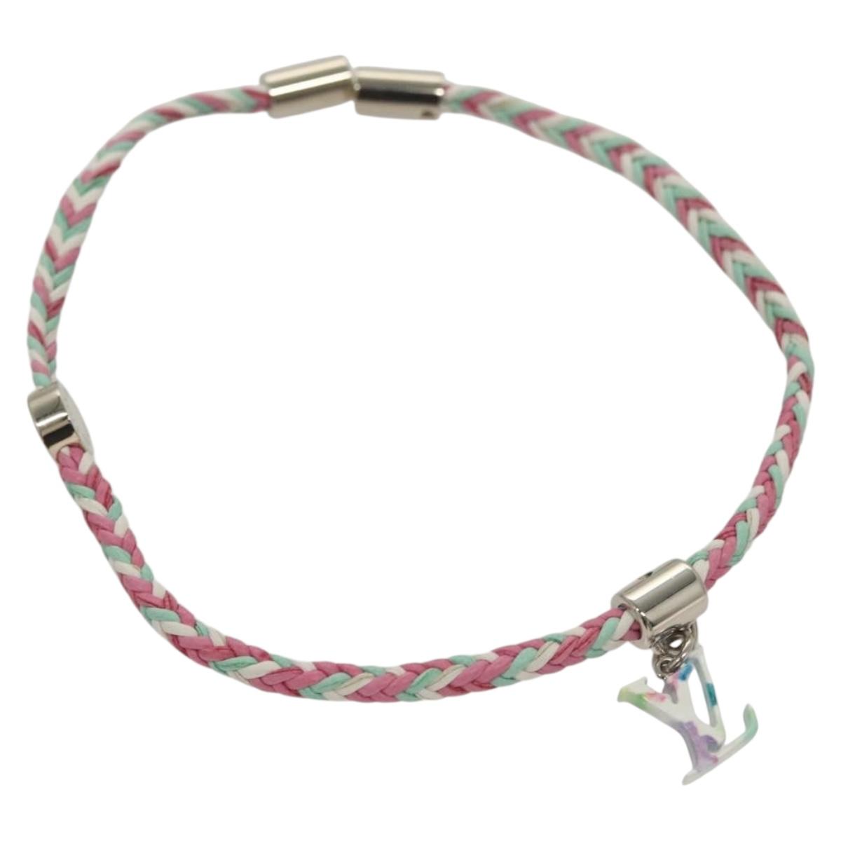 LOUIS VUITTON Brass Friend Ship Bracelet Leather Pink M6793E LV 132791M