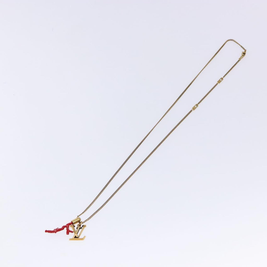 LOUIS VUITTON LVprinted Initials Coral Necklace Metal Gold M68903 132987M