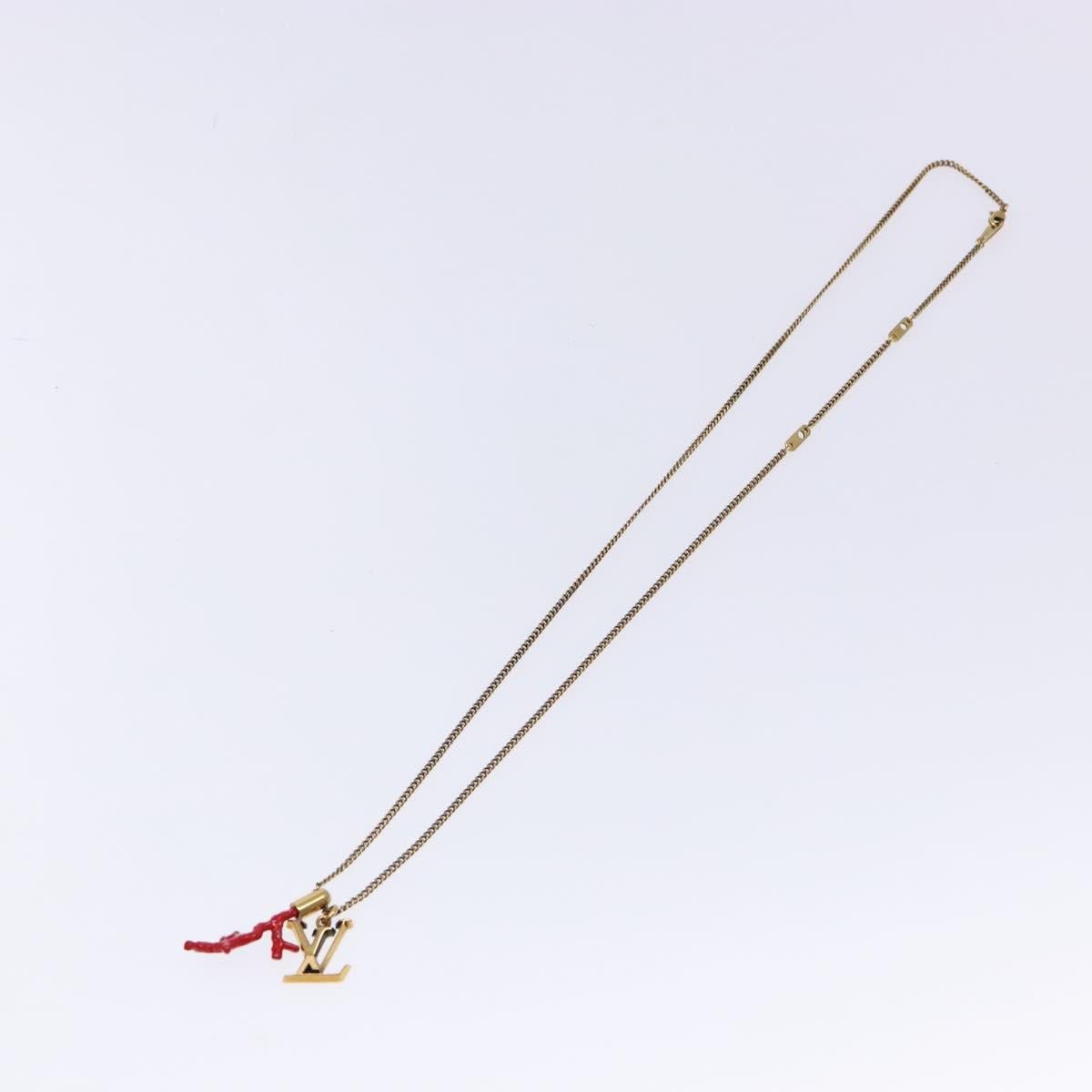 LOUIS VUITTON LVprinted Initials Coral Necklace Metal Gold M68903 132987M
