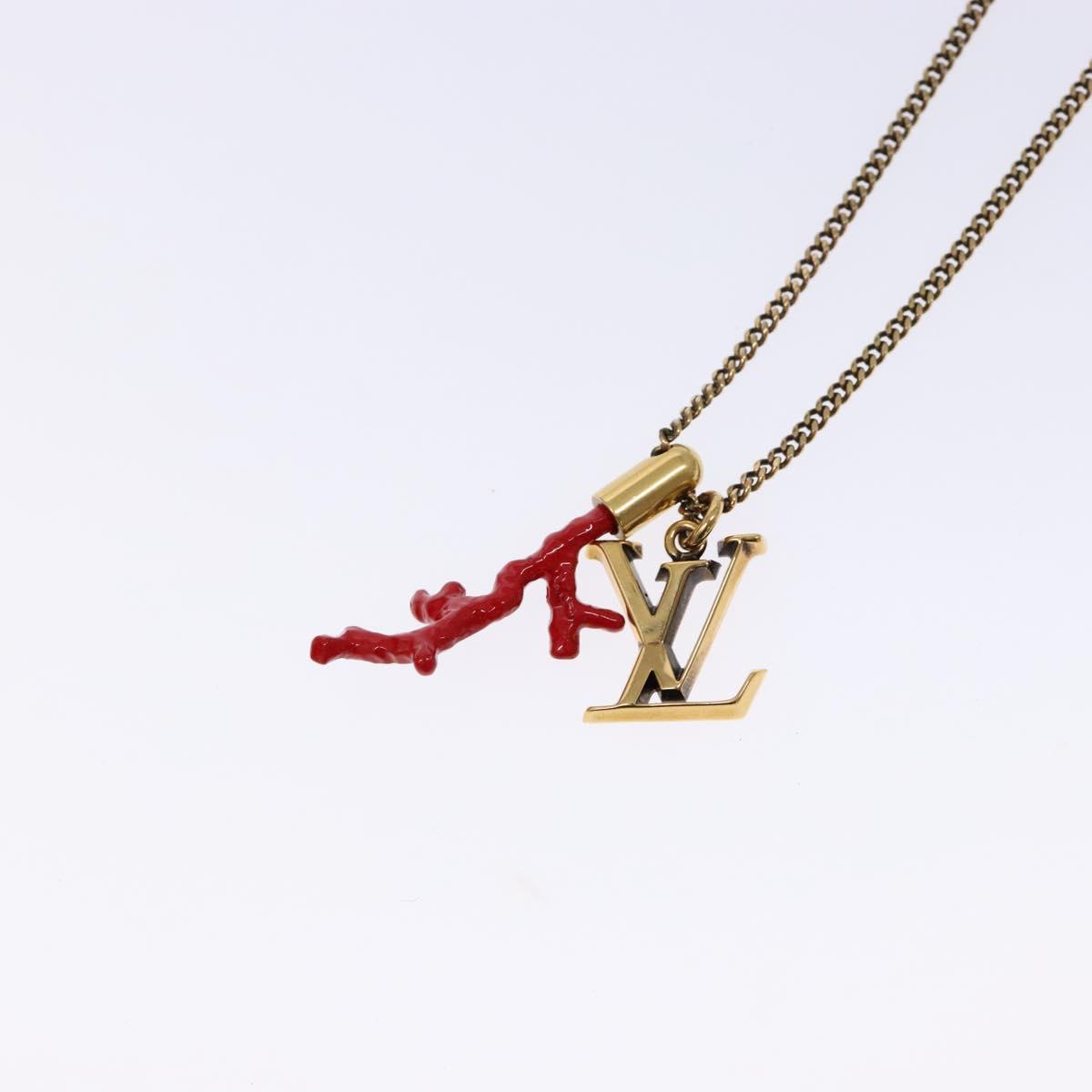 LOUIS VUITTON LVprinted Initials Coral Necklace Metal Gold M68903 132987M