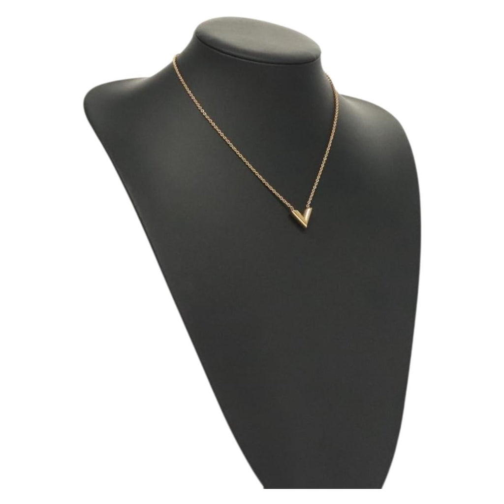 LOUIS VUITTON Essential V Necklace Gold M61083 LV 133449