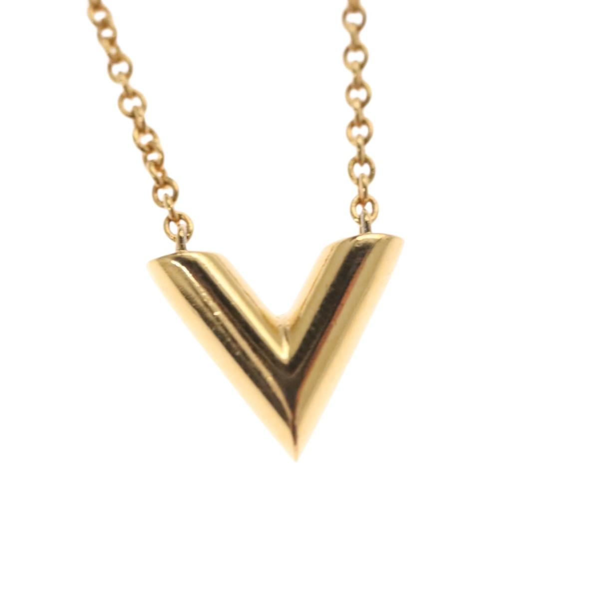LOUIS VUITTON Essential V Necklace Gold M61083 LV 133449