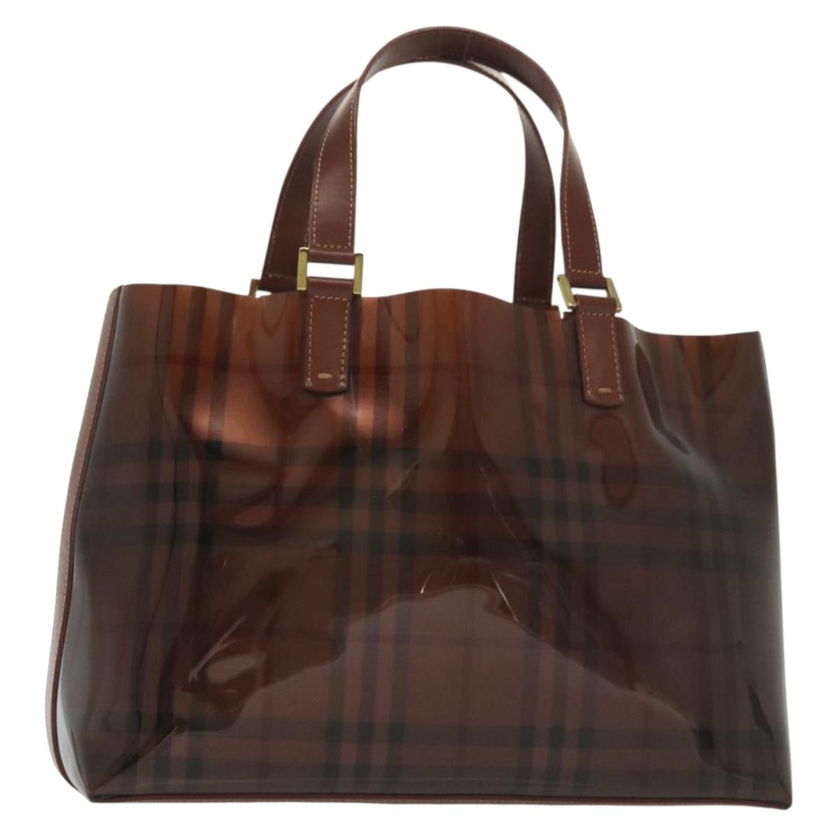 BURBERRY Hand Bag Enamel Brown Gold 134984
