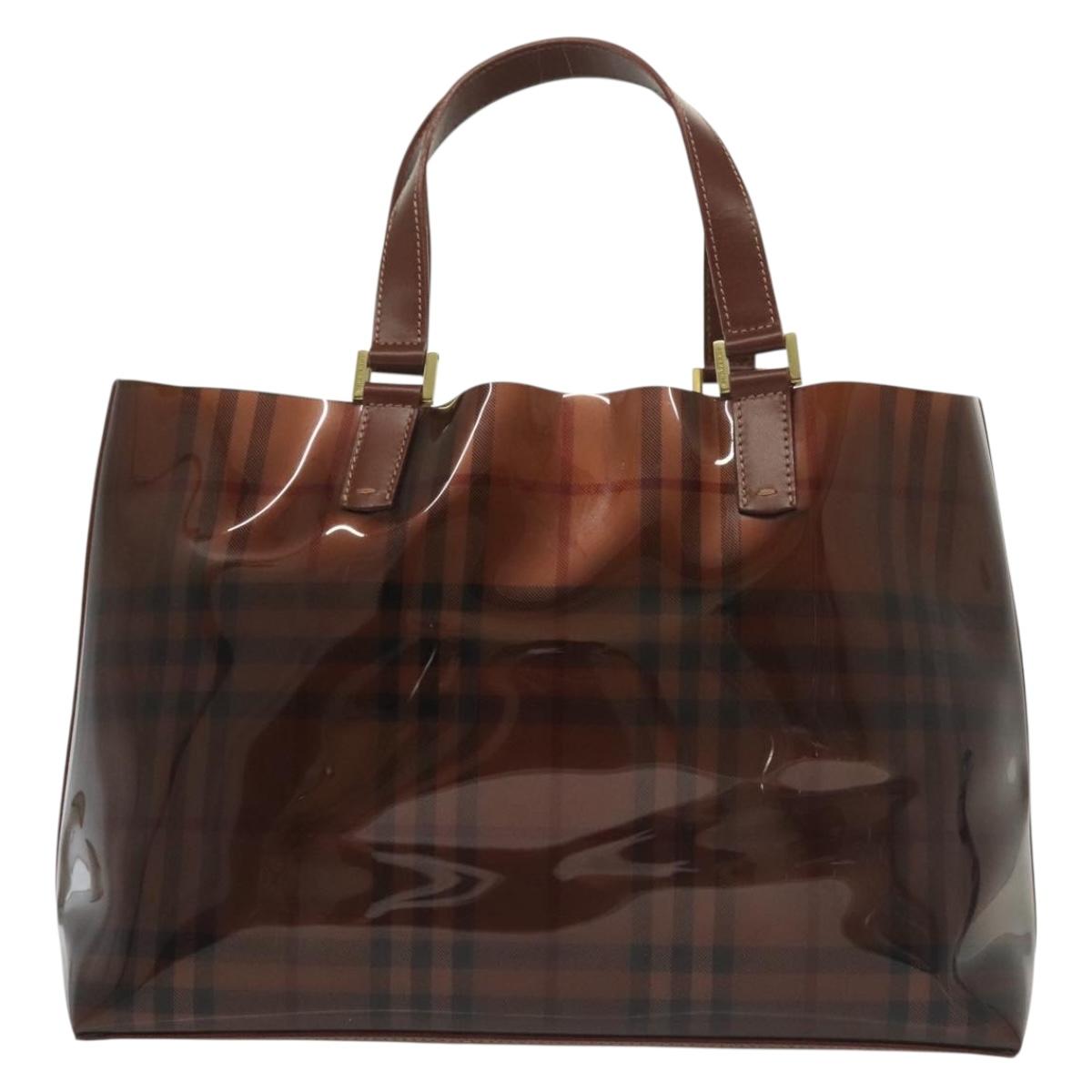 BURBERRY Hand Bag Enamel Brown Gold 134984