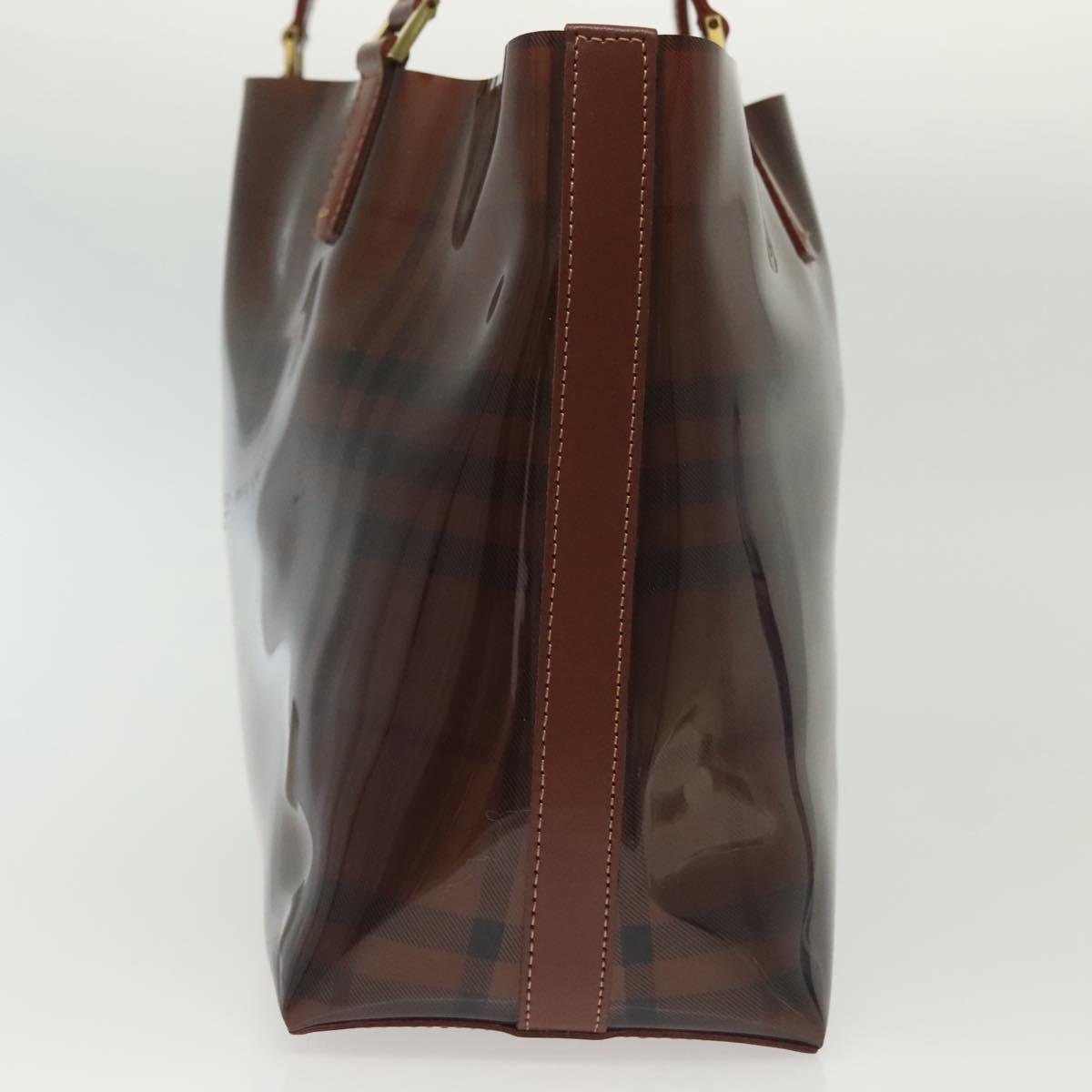 BURBERRY Hand Bag Enamel Brown Gold 134984