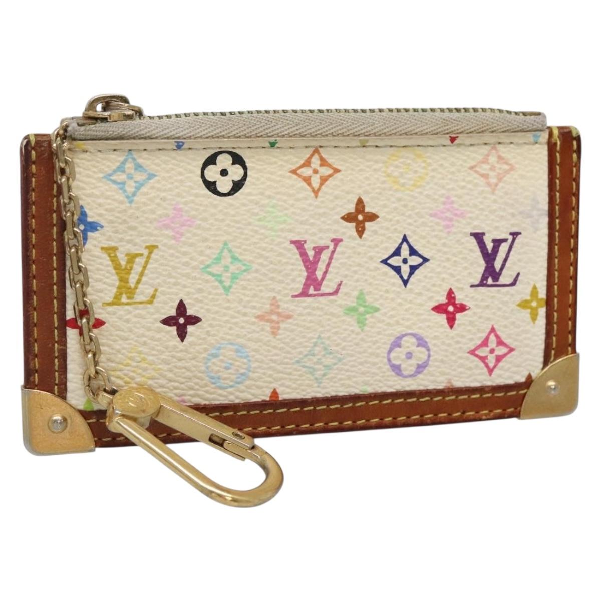 LOUIS VUITTON Multicolor Pochette Cles Coin Purse White M92655 LV 135587