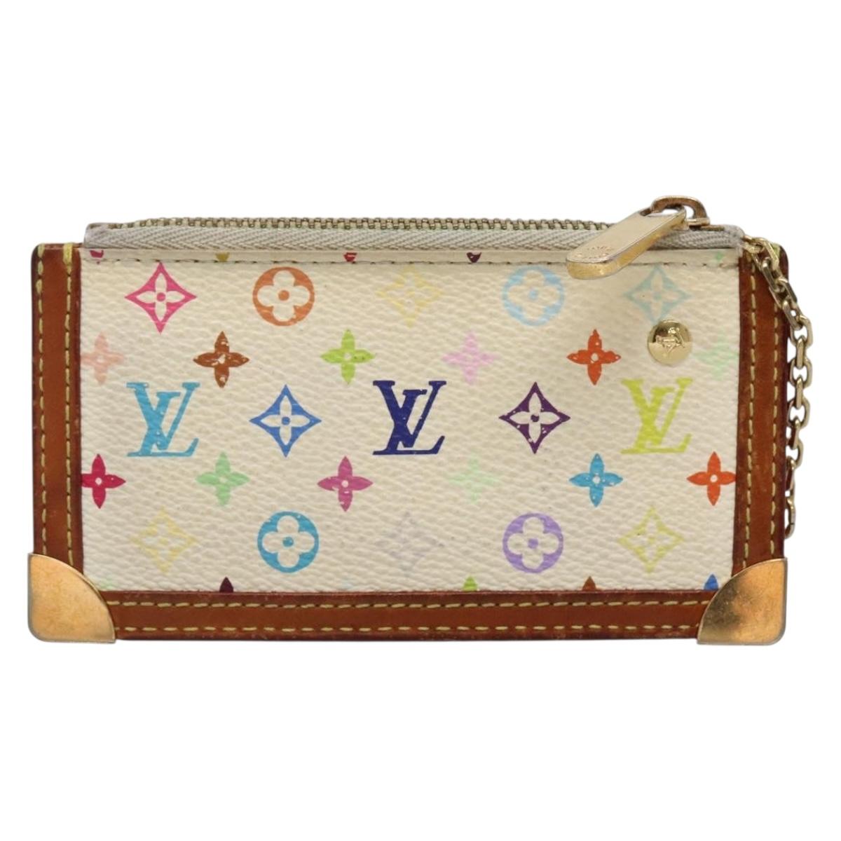 LOUIS VUITTON Multicolor Pochette Cles Coin Purse White M92655 LV 135587