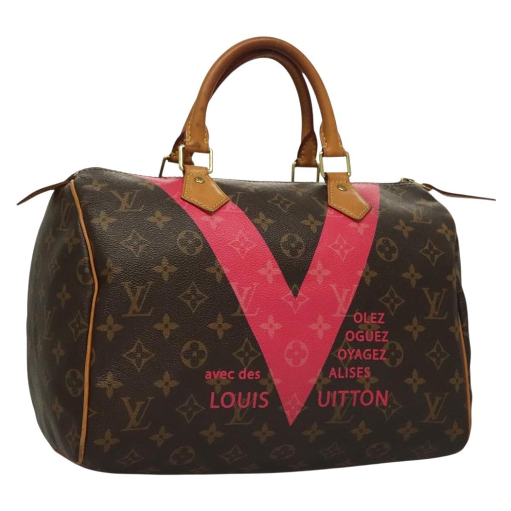 LOUIS VUITTON Monogram V Line Speedy 30 Hand Bag Pink LV 136293