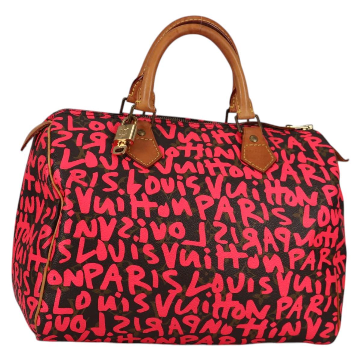LOUIS VUITTON Monogram Graffiti Speedy 30 Hand Bag Pink M93704 LV 136297V