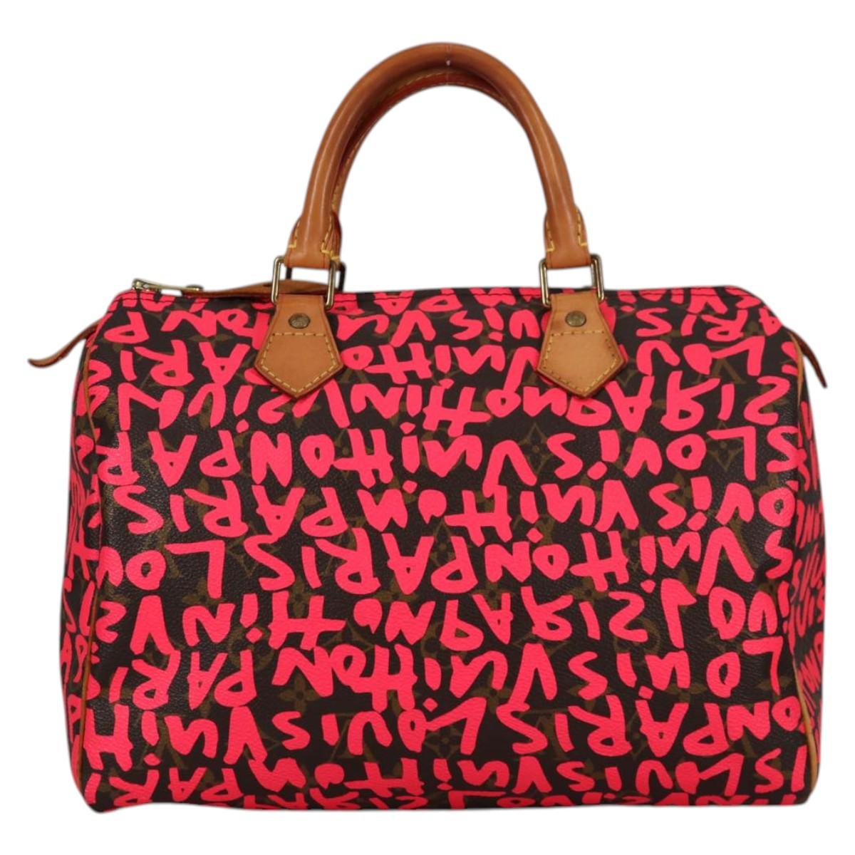 LOUIS VUITTON Monogram Graffiti Speedy 30 Hand Bag Pink M93704 LV 136297V