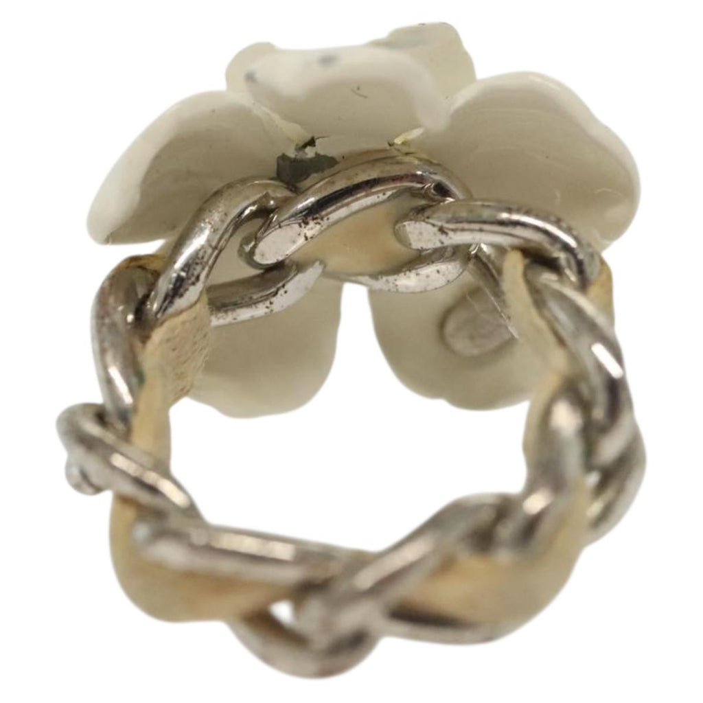 CHANEL Camelia Ring metal White CC 138157