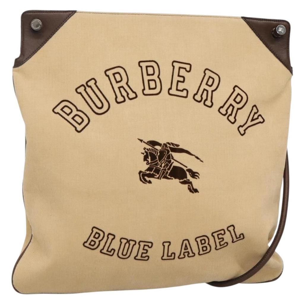 BURBERRY Blue Label Shoulder Bag Corduroy Beige Silver 138201