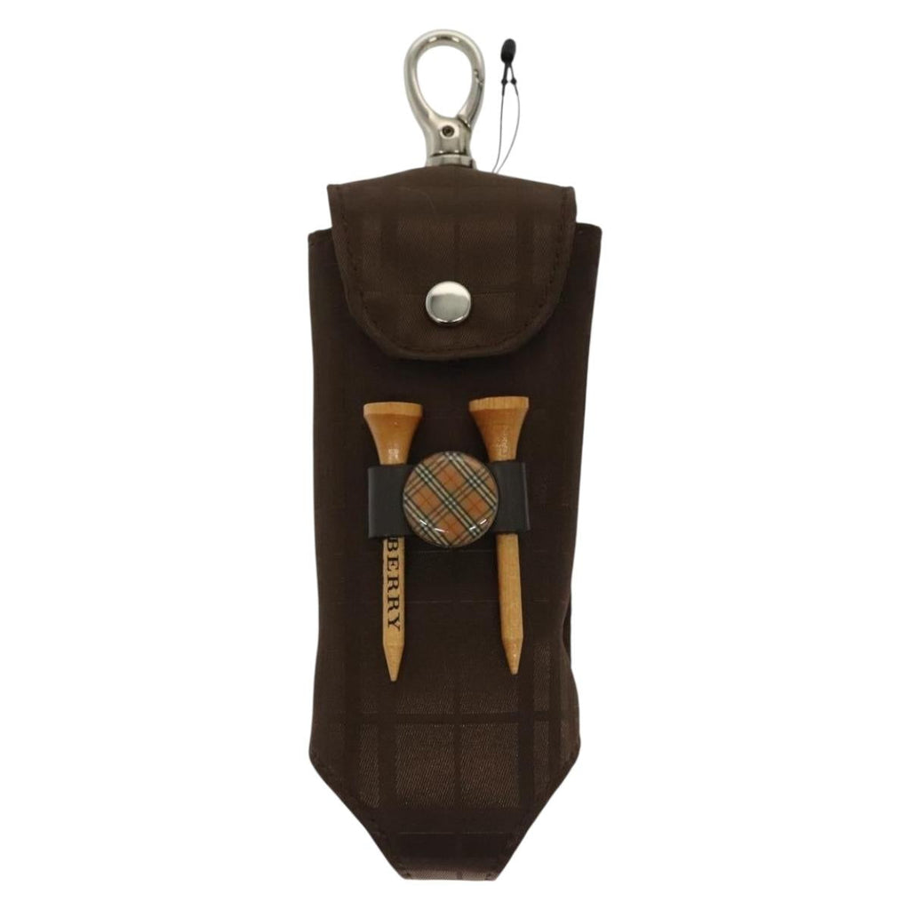 BURBERRY Golf Ball Case Nylon Brown Silver 138917
