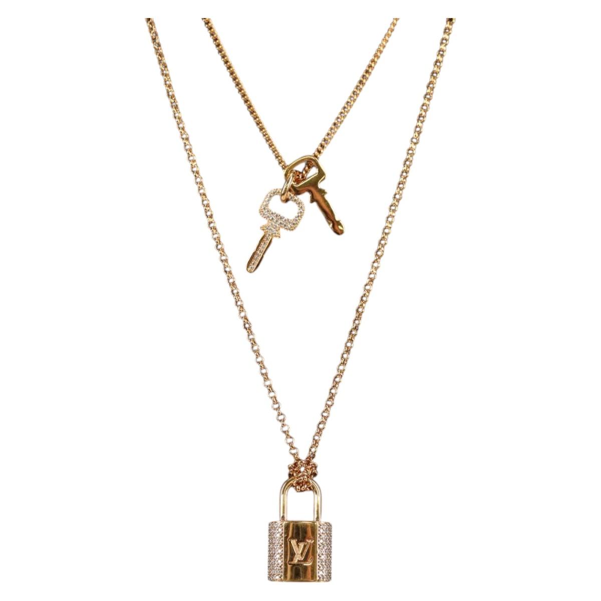 LOUIS VUITTON LV Padlock Necklace metal Gold M01593 LV 138948