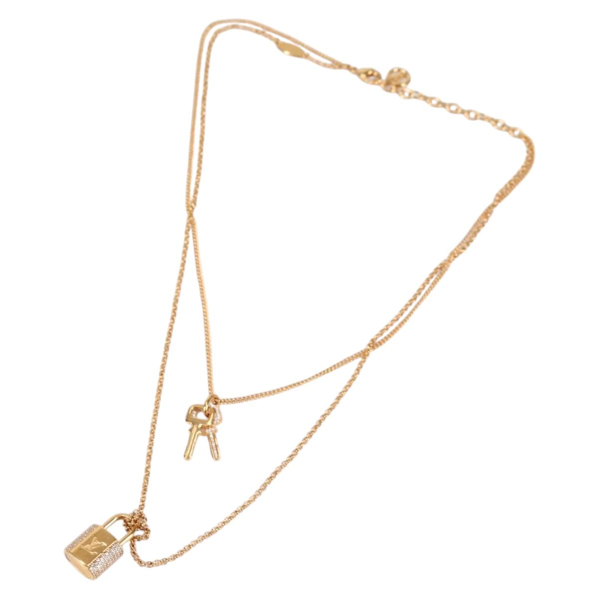 LOUIS VUITTON LV Padlock Necklace metal Gold M01593 LV 138948