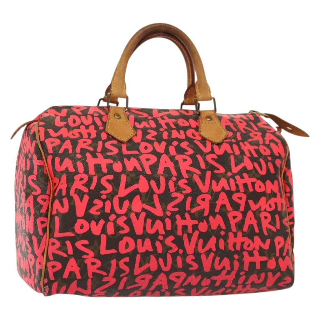 LOUIS VUITTON Monogram Graffiti Speedy 30 Hand Bag Pink M93704 LV 138959A