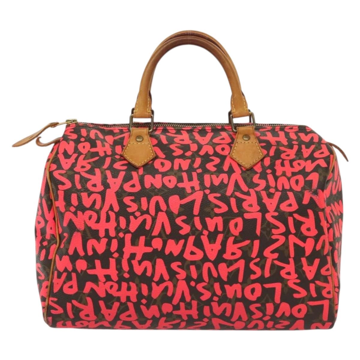 LOUIS VUITTON Monogram Graffiti Speedy 30 Hand Bag Pink M93704 LV 138959A