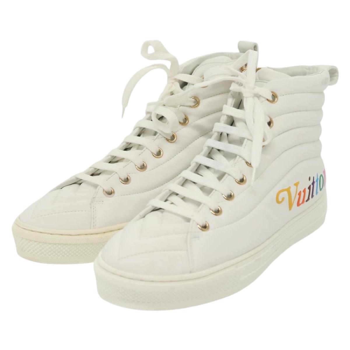 LOUIS VUITTON Stellar Tyne High Top Sneakers Leather White LV 139090