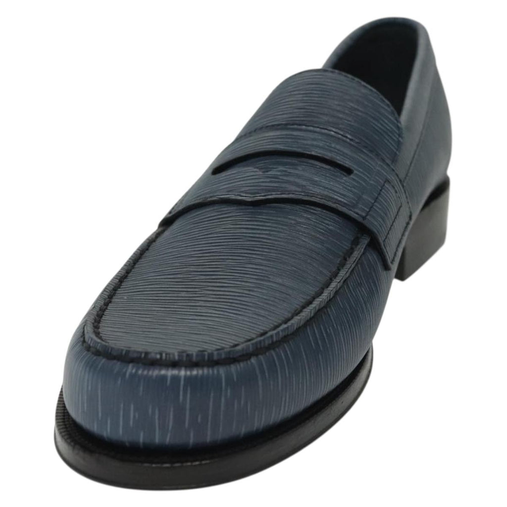 LOUIS VUITTON loafers shoes Leather 8 1/2 Blue LV 139091