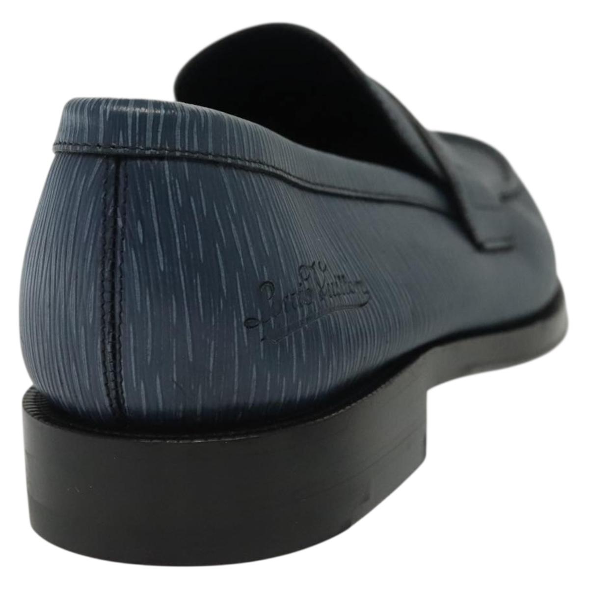 LOUIS VUITTON loafers shoes Leather 8 1/2 Blue LV 139091