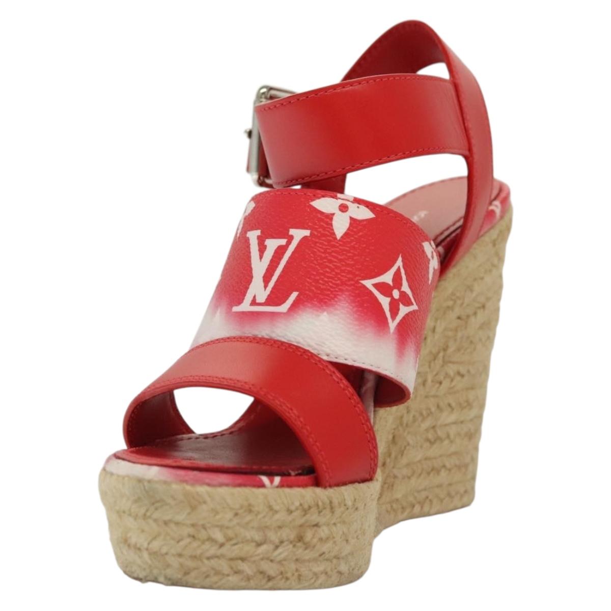 LOUIS VUITTON Monogram Escal Starboard Line Sandals Red LV 139208
