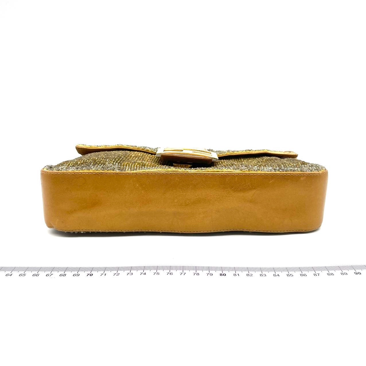 Fendi Baguette Vintage Gold beads and Gold Iridescent Leather