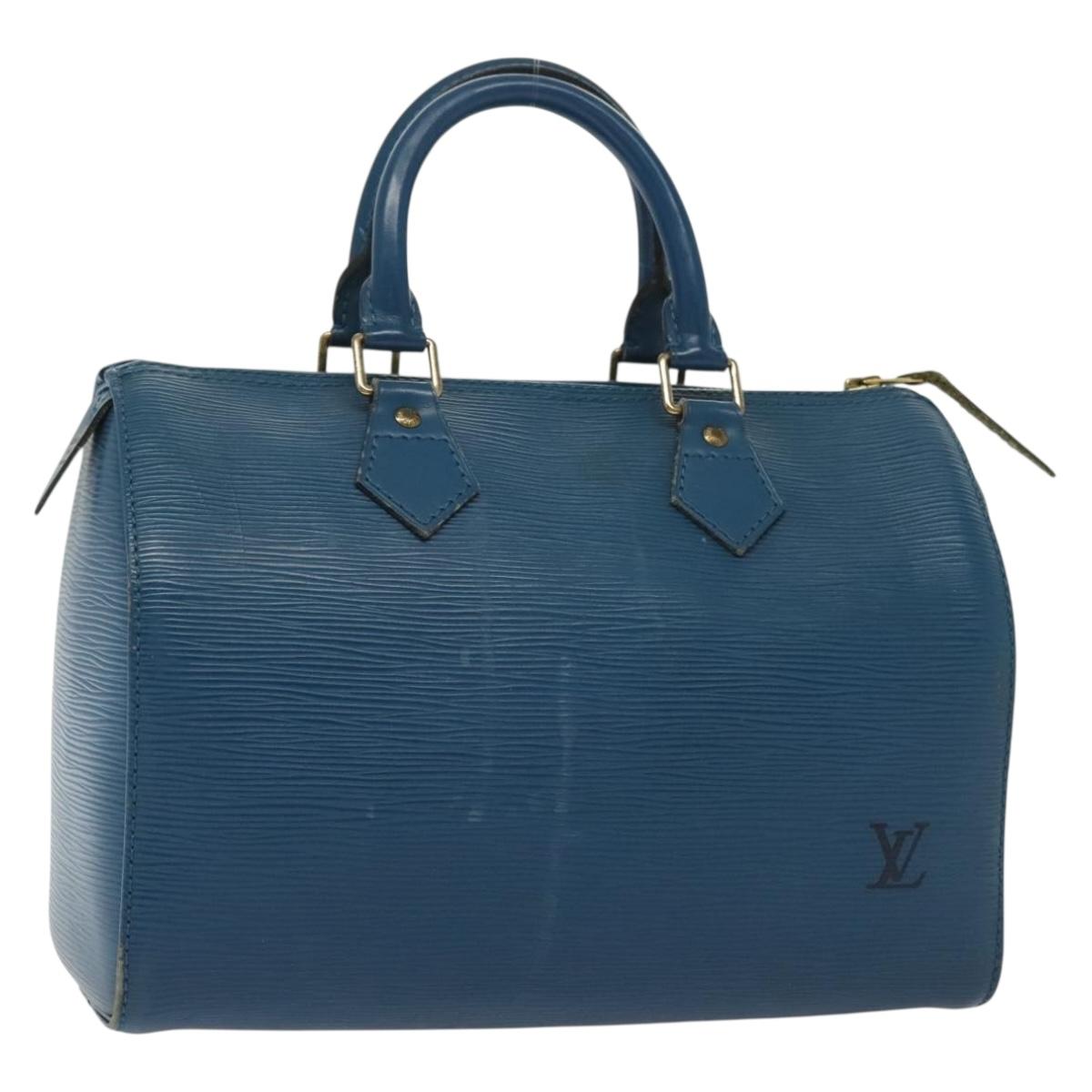 LOUIS VUITTON Epi Speedy 25 Hand Bag Toledo Blue M43015 LV 139792