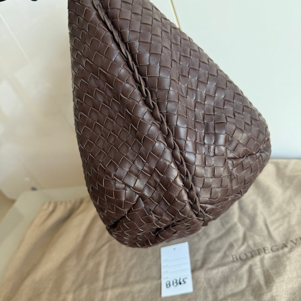 Bottega Veneta Belly Hobo Intreccio Leather Dark Chocolate Brown Large 50cm