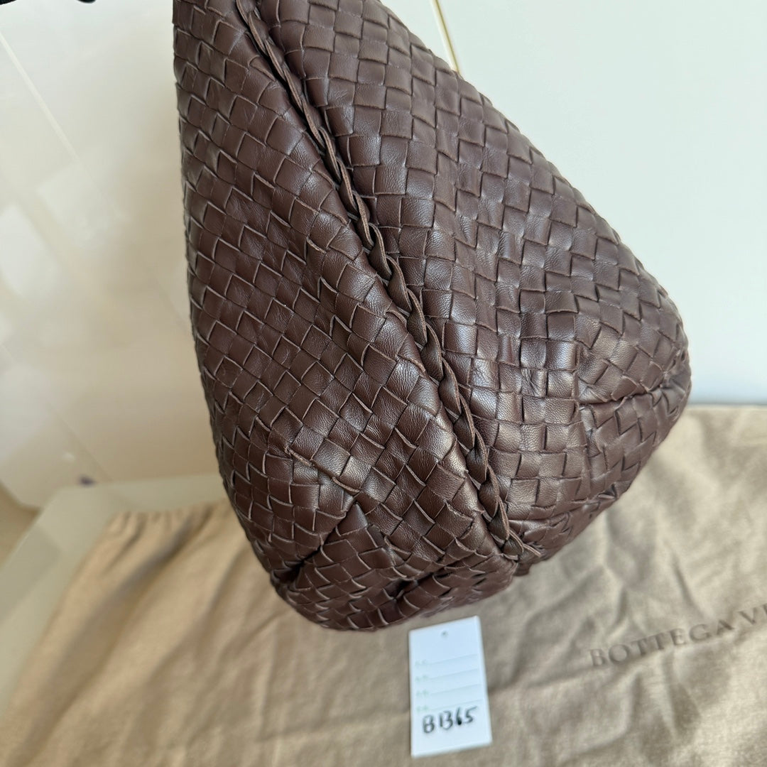 Bottega Veneta Belly Hobo Intreccio Leather Dark Chocolate Brown Large 50cm