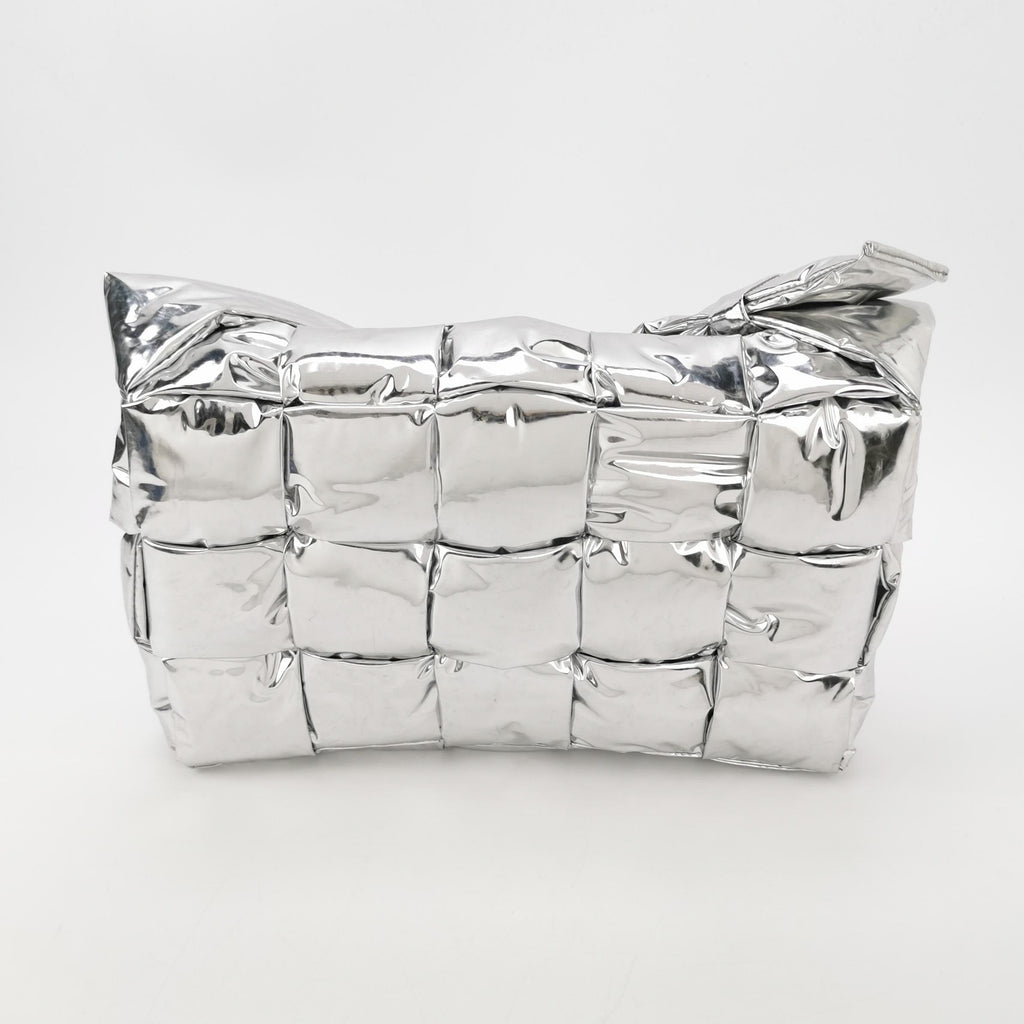 Bottega Veneta Padded Cassette Silver Leather Large