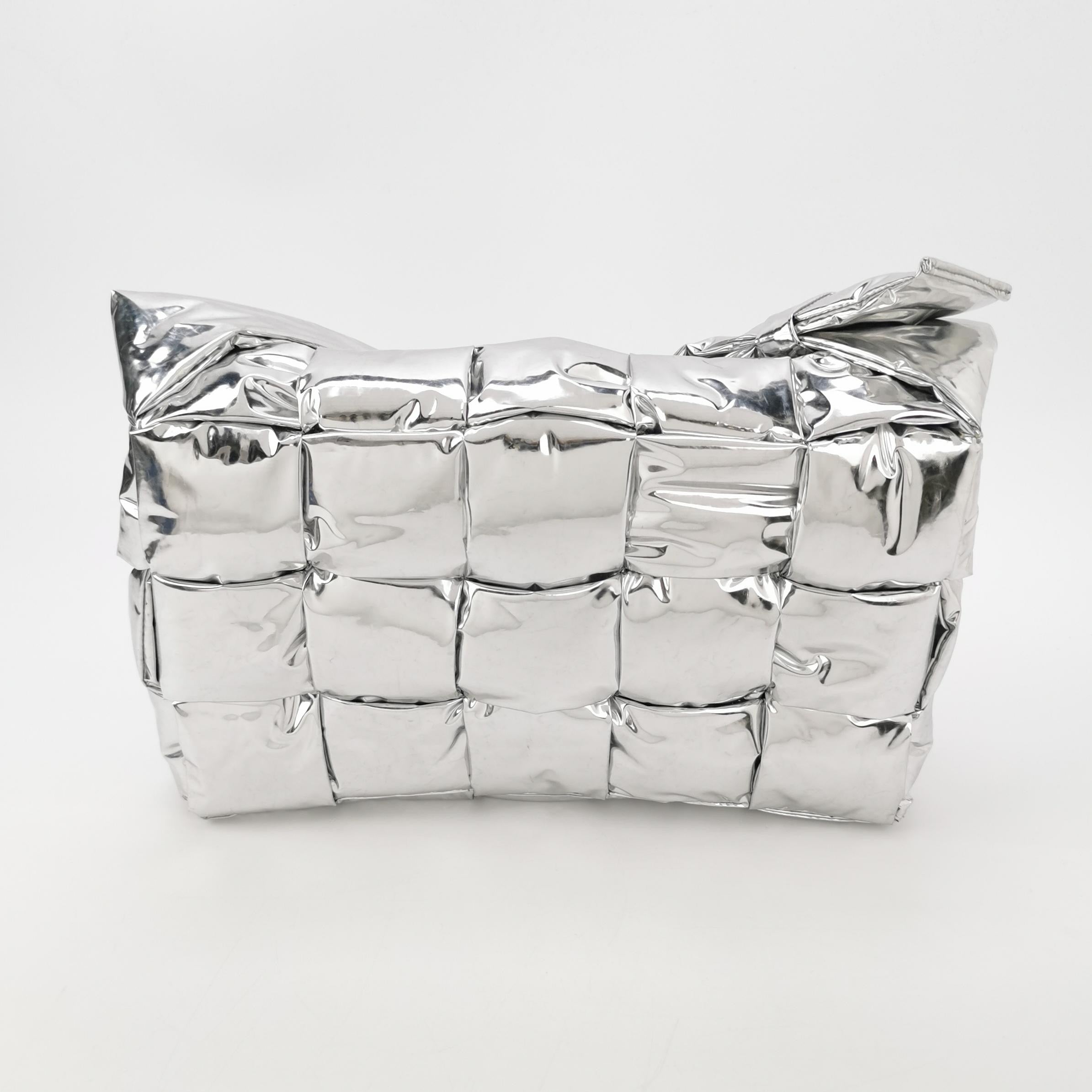 Bottega Veneta Padded Cassette Silver Leather Large