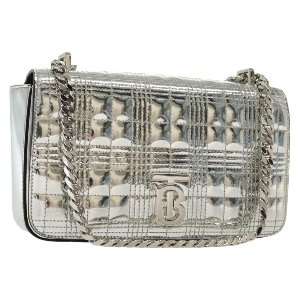 BURBERRY Chain Shoulder Bag Enamel Silver 140195