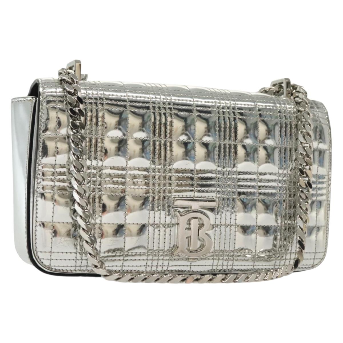 BURBERRY Chain Shoulder Bag Enamel Silver 140195