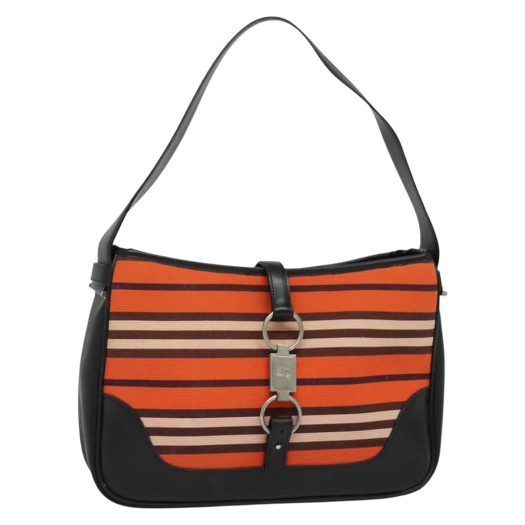 BURBERRY Blue Label Shoulder Bag Canvas Orange Silver 140671