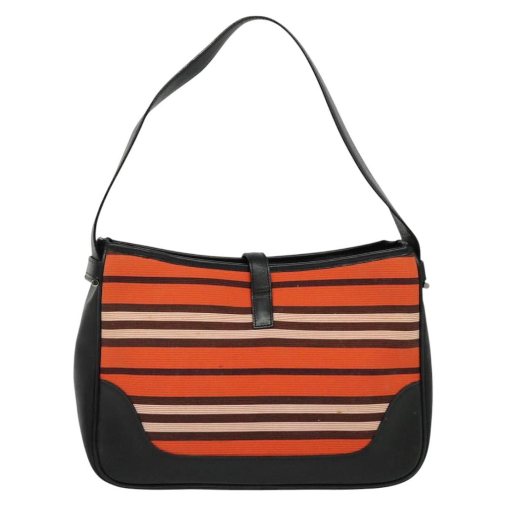 BURBERRY Blue Label Shoulder Bag Canvas Orange Silver 140671