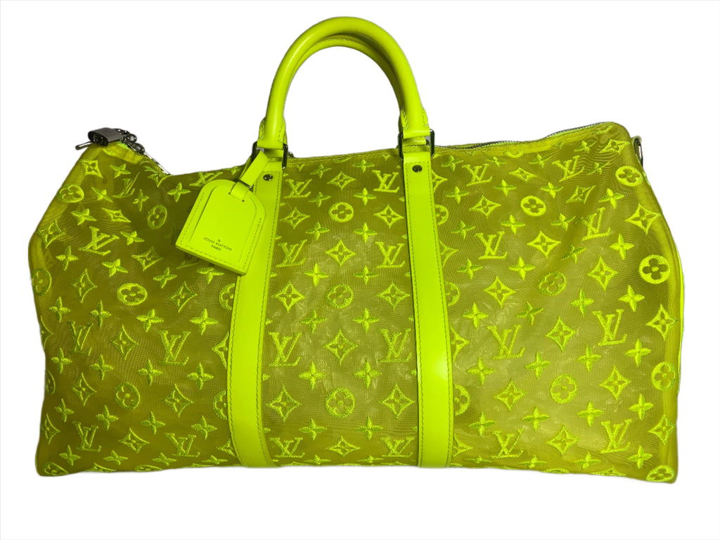 Sold Louis Vuitton Keepall Bandouliere Monogram Mesh 50 Yellow in Mesh/Leather