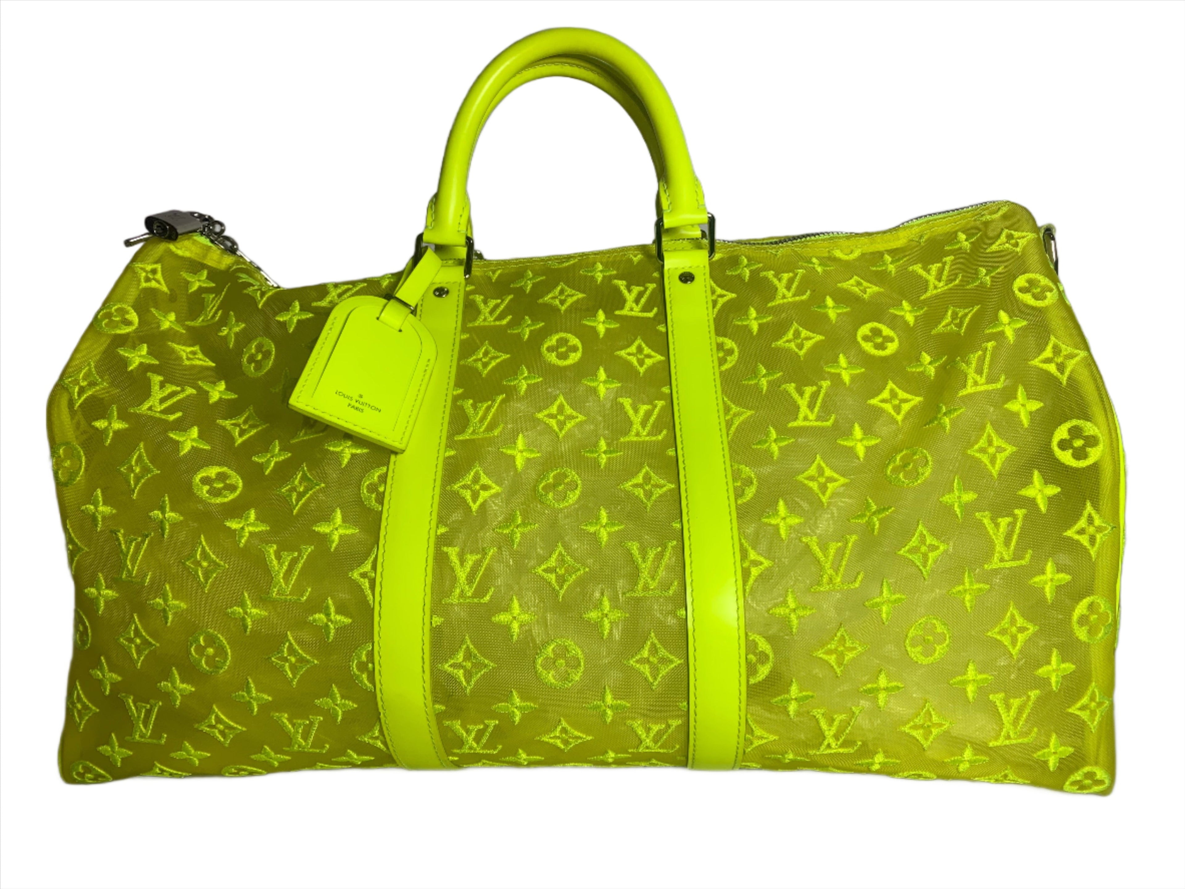 Sold Louis Vuitton Keepall Bandouliere Monogram Mesh 50 Yellow in Mesh/Leather