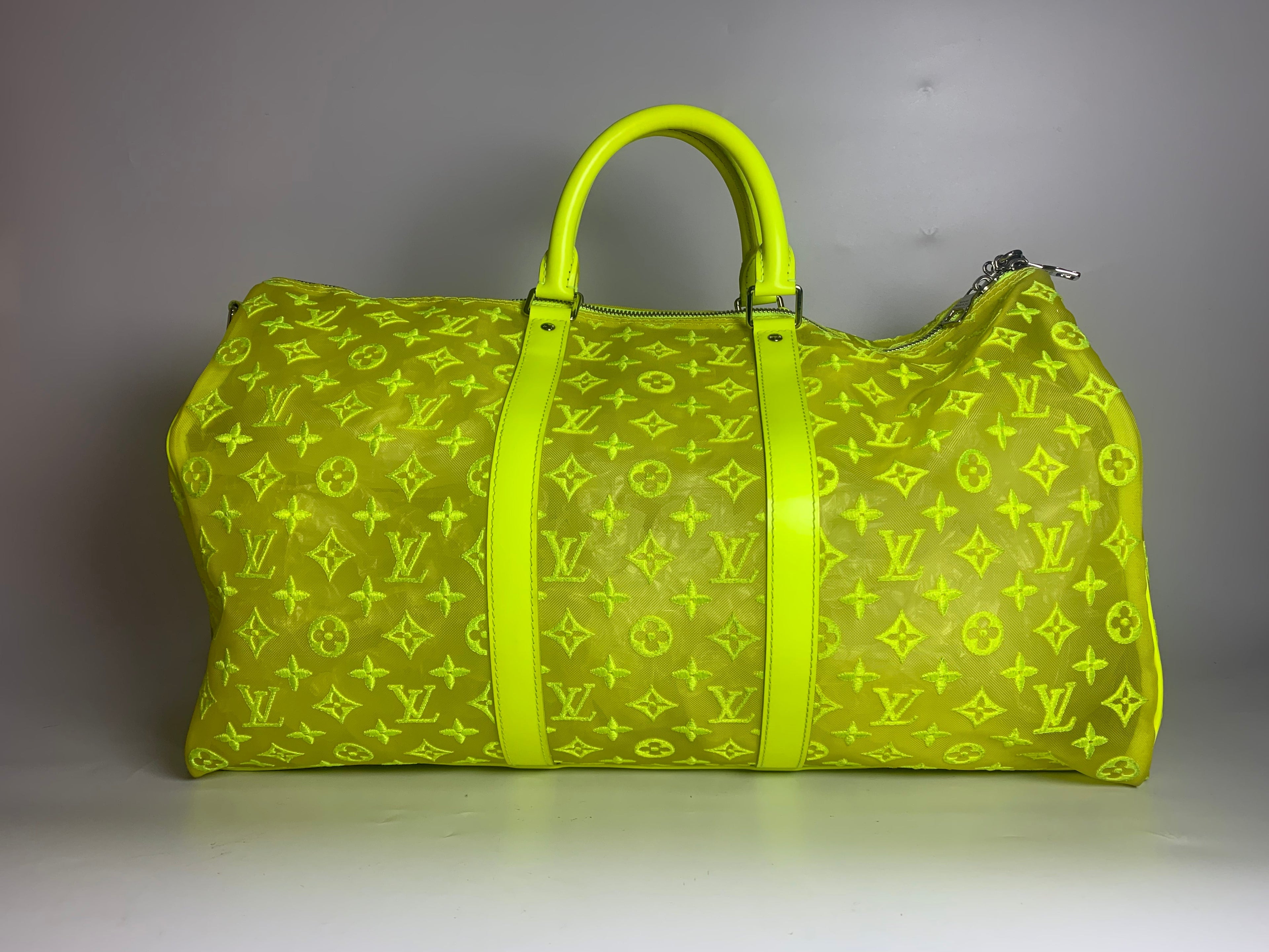 Sold Louis Vuitton Keepall Bandouliere Monogram Mesh 50 Yellow in Mesh/Leather