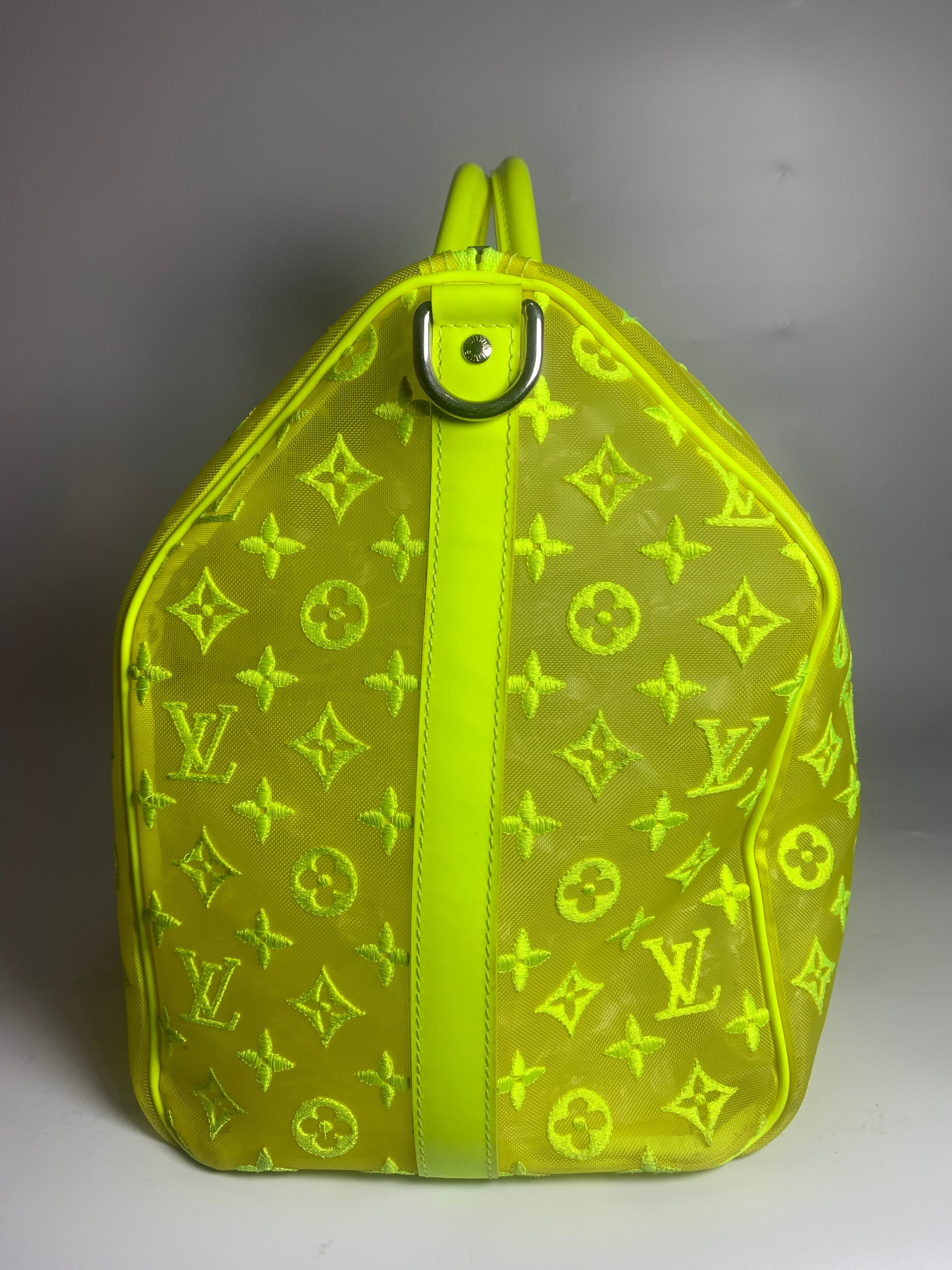 Sold Louis Vuitton Keepall Bandouliere Monogram Mesh 50 Yellow in Mesh/Leather