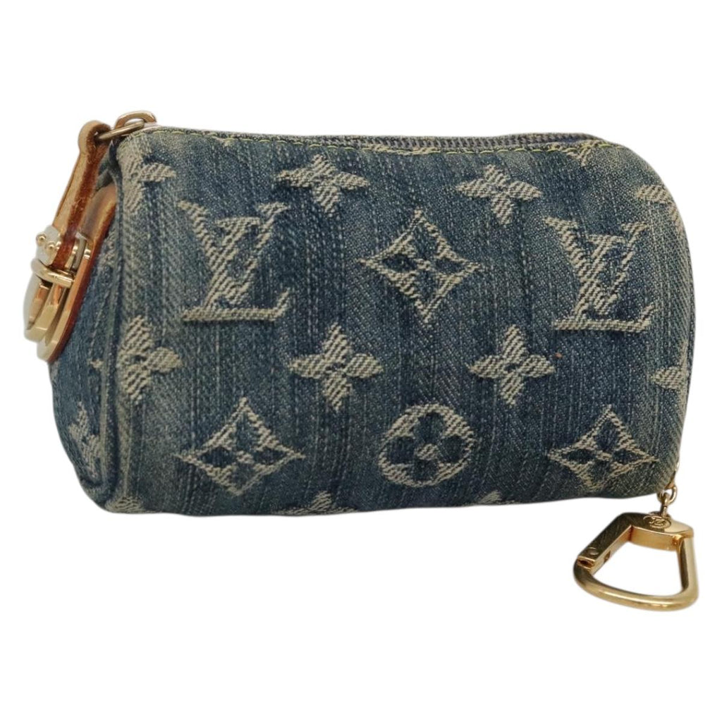 LOUIS VUITTON Monogram denim Trousse Speedy PM Pouch Blue M95082 LV 142340