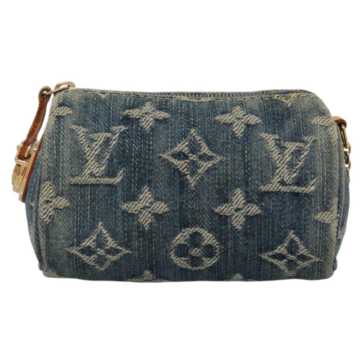 LOUIS VUITTON Monogram denim Trousse Speedy PM Pouch Blue M95082 LV 142340