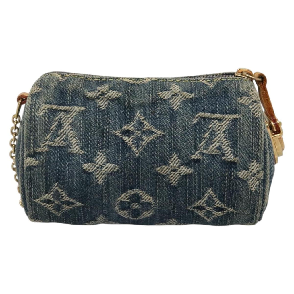 LOUIS VUITTON Monogram denim Trousse Speedy PM Pouch Blue M95082 LV 142340