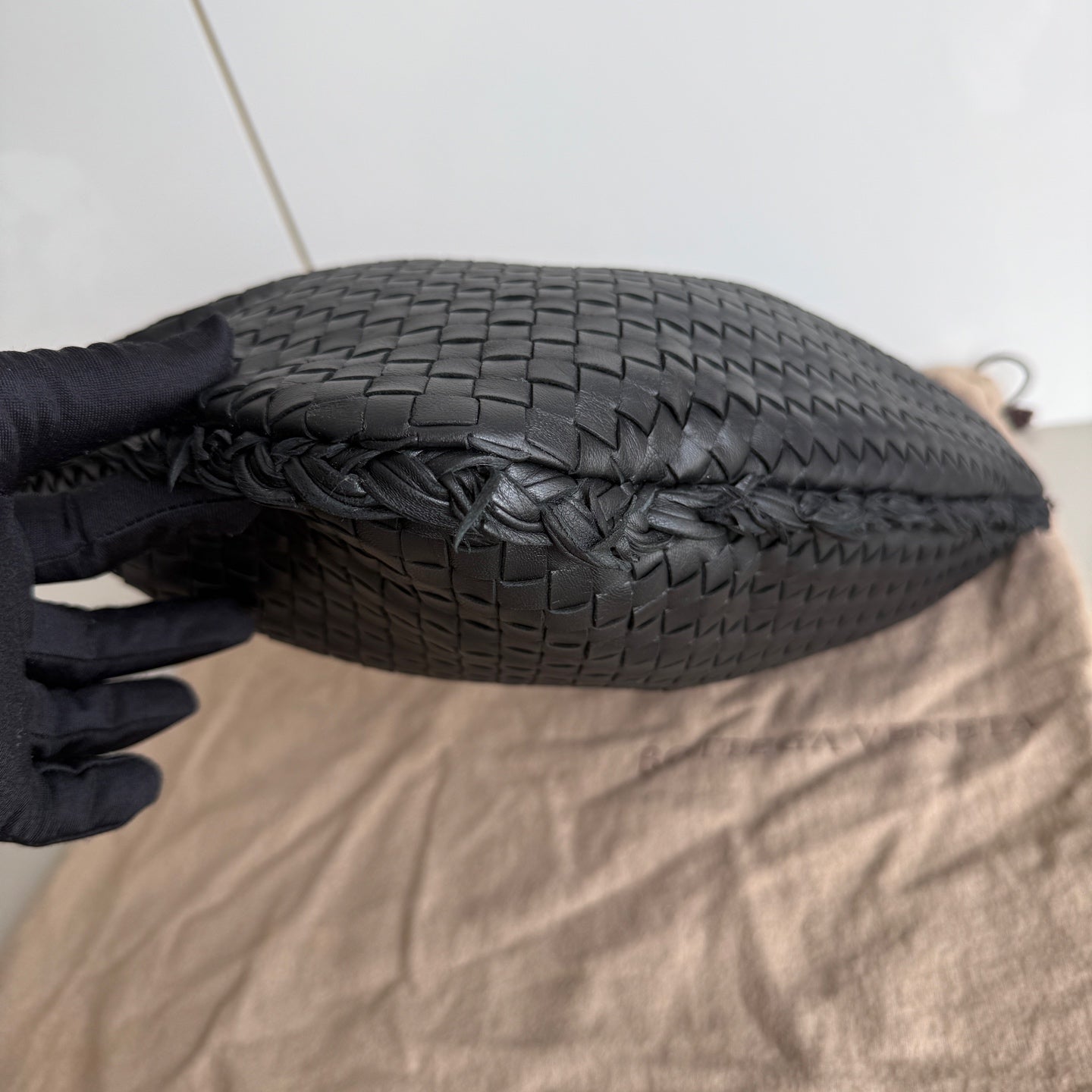 Bottega Veneta Intrecciato Hobo Bag Medium With Fringes Black Lambskin leather 40cm