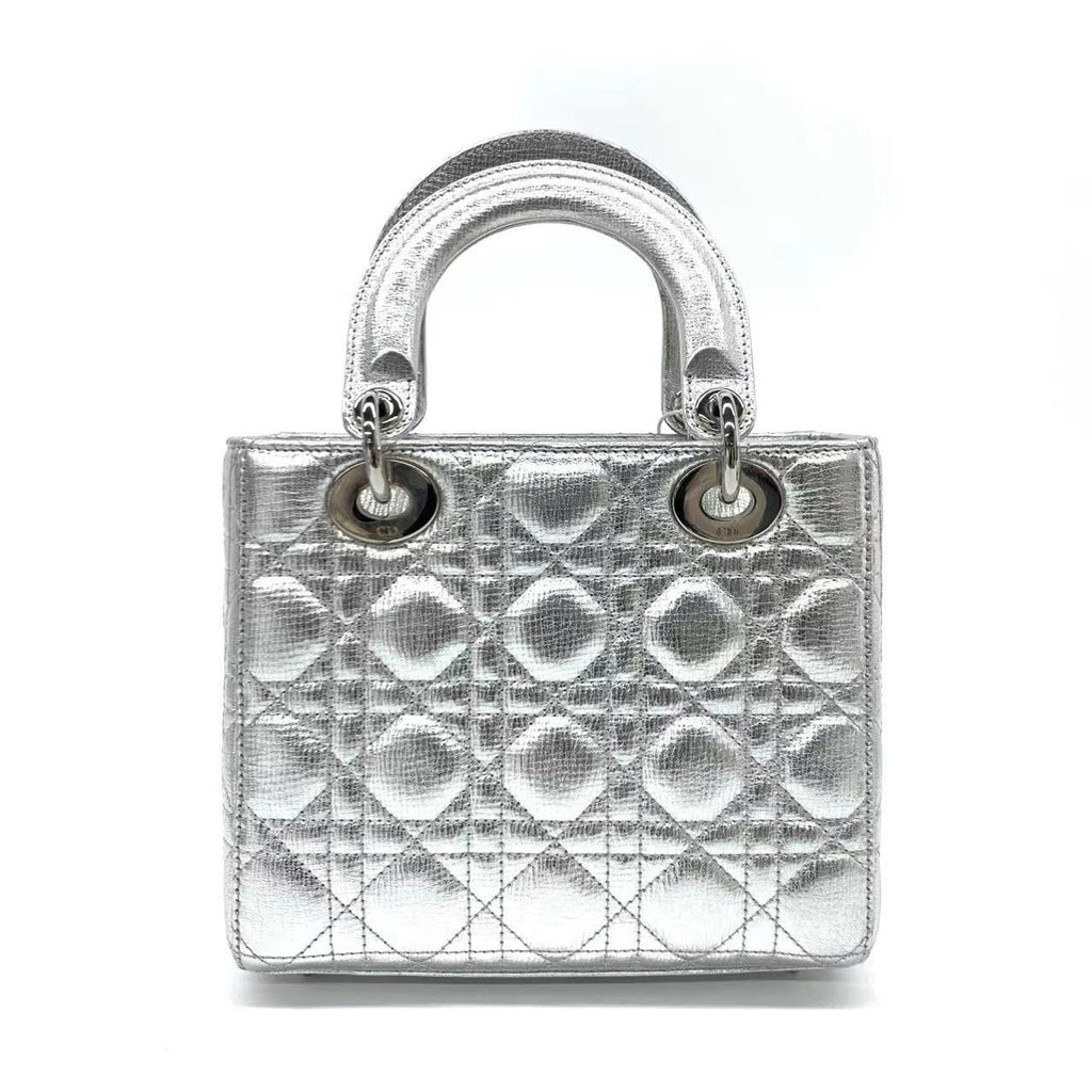 Lady Dior Small My Abcdior Cannage Leather Silver with Strap