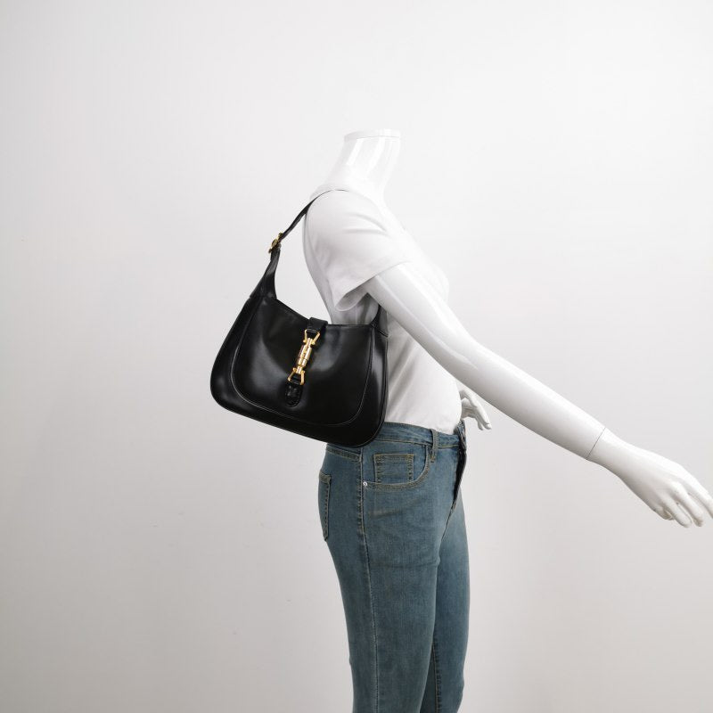 Gucci Jackie 1961 Black Leather Bag Small Piston Lock without Strap